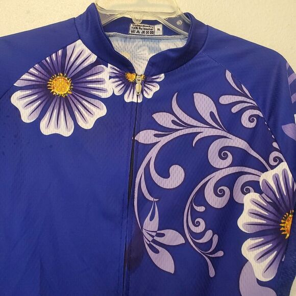 Ladies short sleeve cycle jersey by WeimoMonkey XL Floral Purple Hawaiian Pocket - Picture 2 of 15